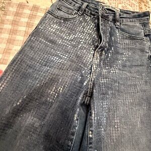 Sequined Dark Blue Denim Jeans